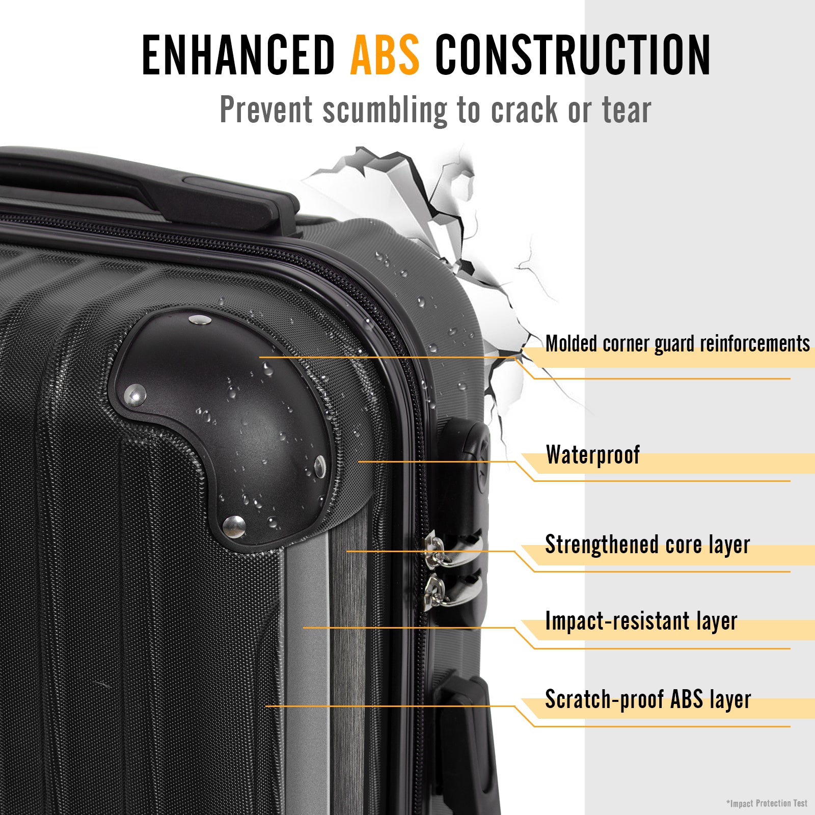 Todeco-Rolling-Suitcase-58cm-Lightweight-Carry-on-Suitcase-with-Hard-Shell-Travel-Suitcase-Rigid-and-Lightweight-ABS-with-4-Double-Wheels-58x38x23cm-Black