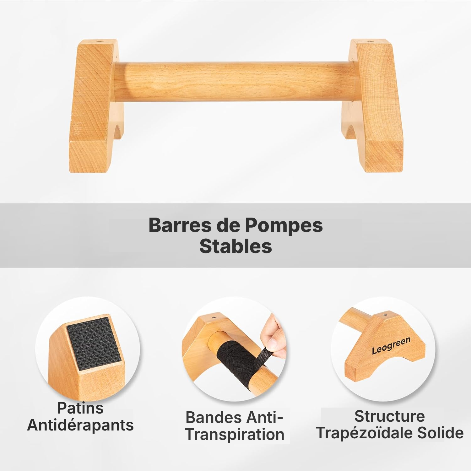 Parallettes en bois 30 cm — lot de 2 — 3