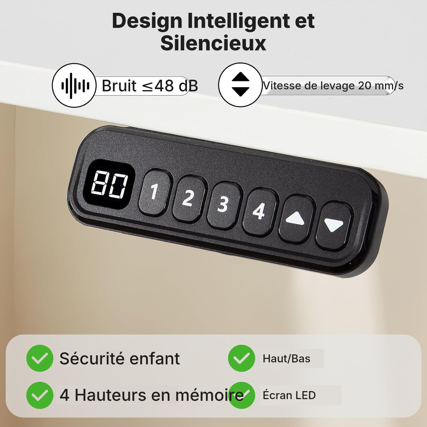Bureau gaming blanc assis-debout 70-115 cm — 4