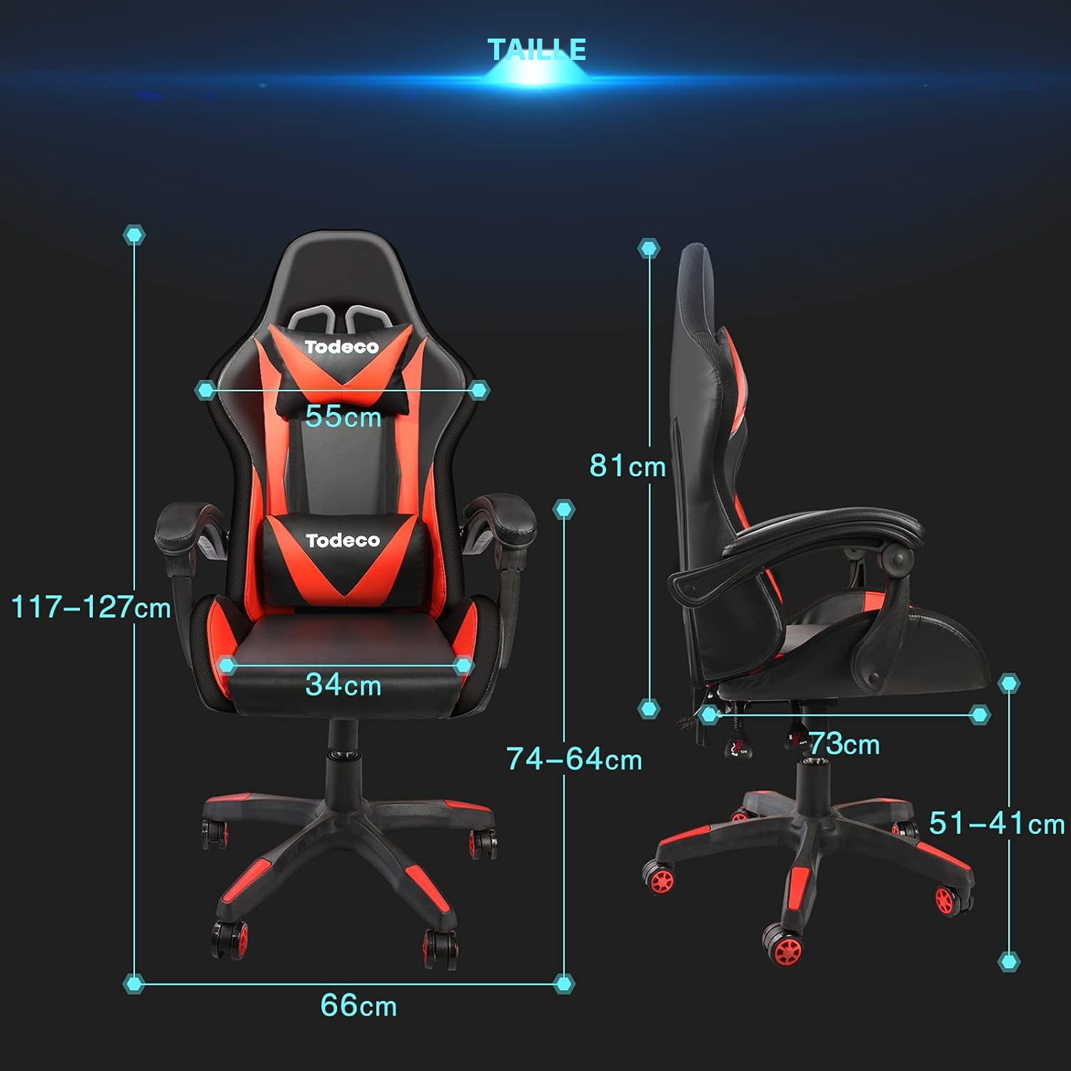 Chaise gaming rouge LED et massage — 2