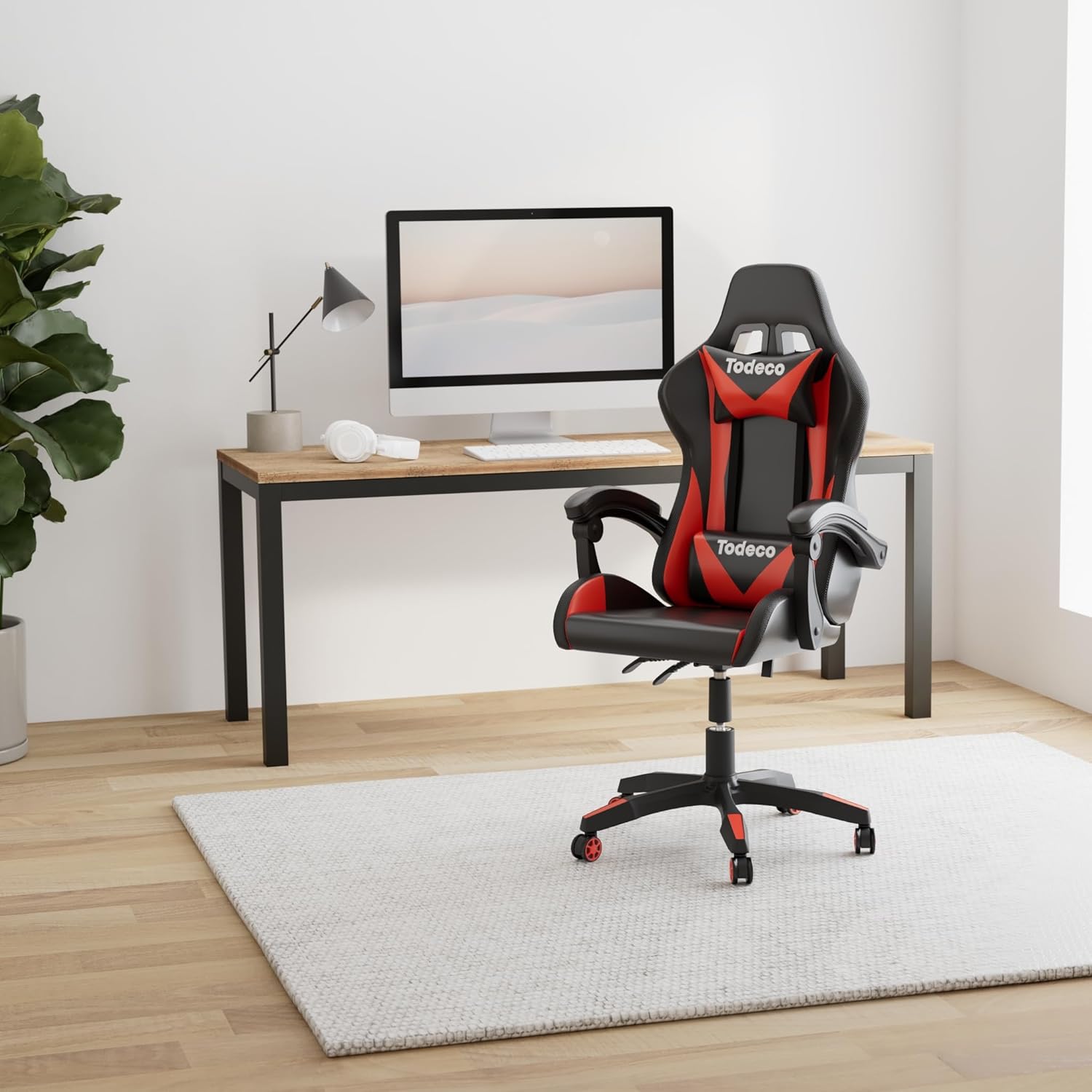 Chaise gaming rouge LED et massage — 7