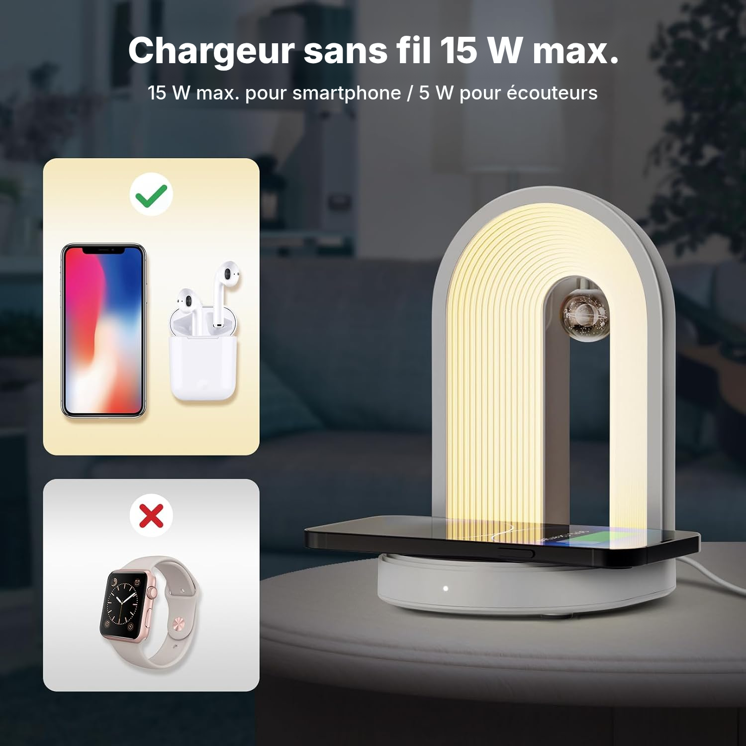 Lampe de chevet tactile — éclairez et rechargez — 5