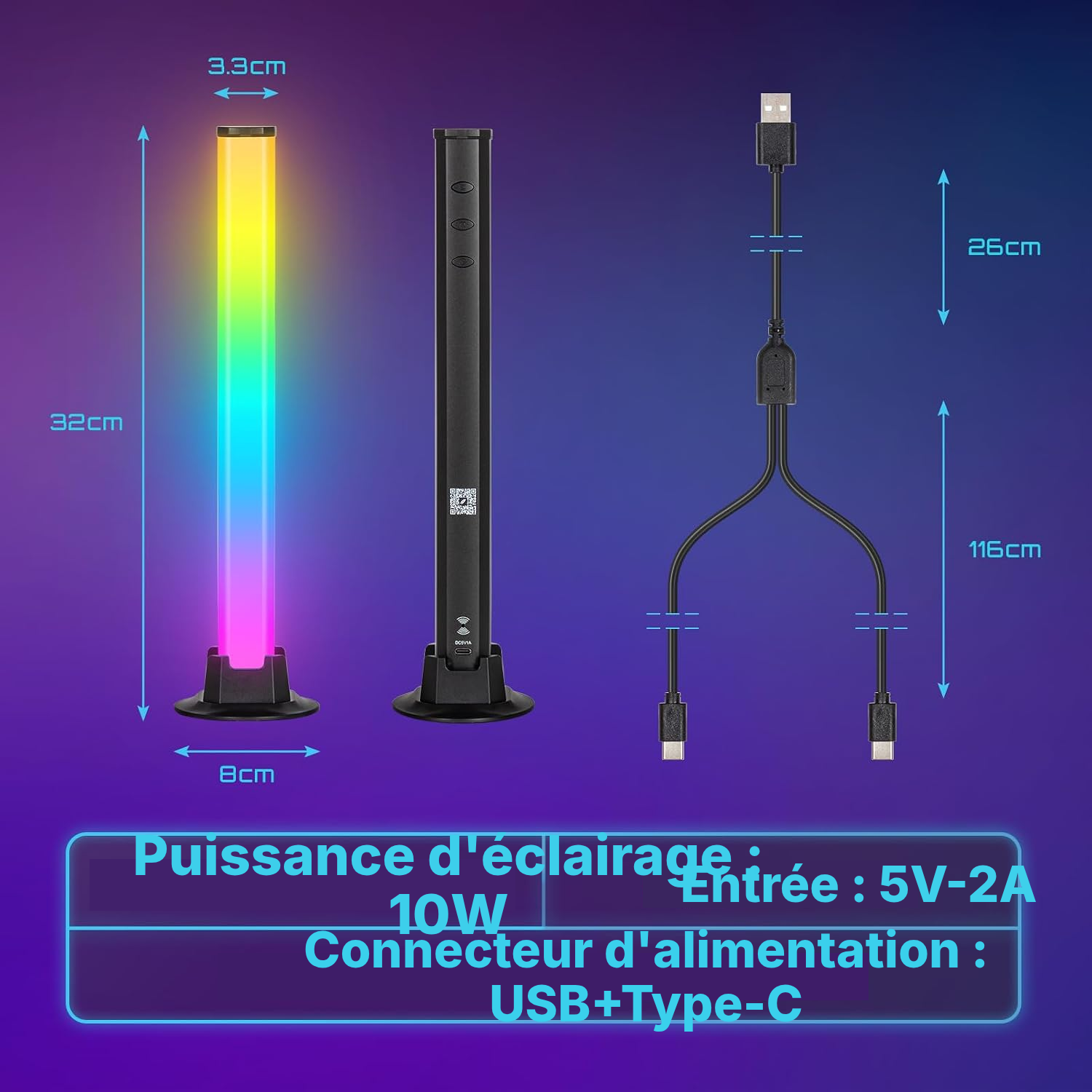 Lampe gaming RGB noire, immersion sonore — 6