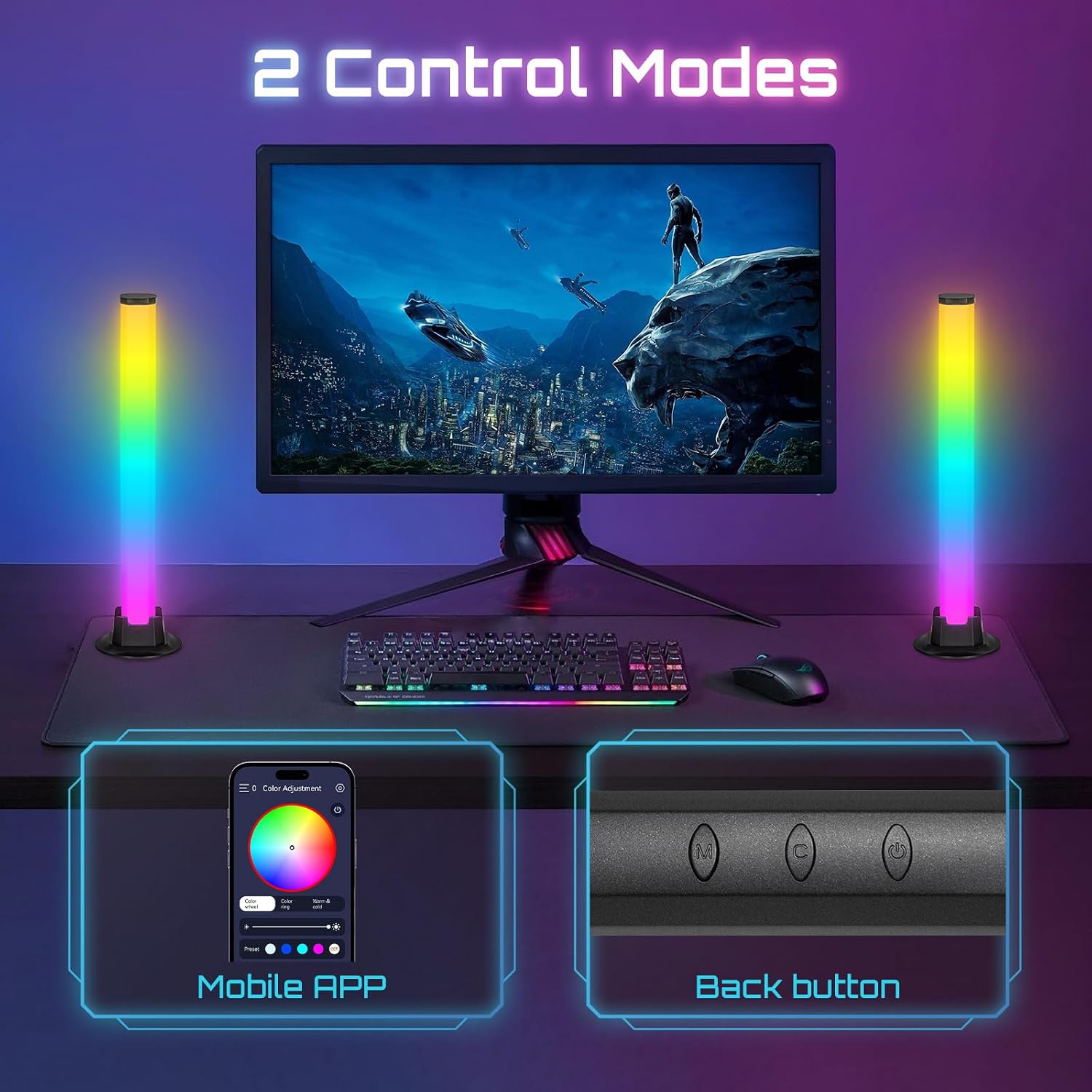 Lampe gaming RGB noire, immersion sonore — 7