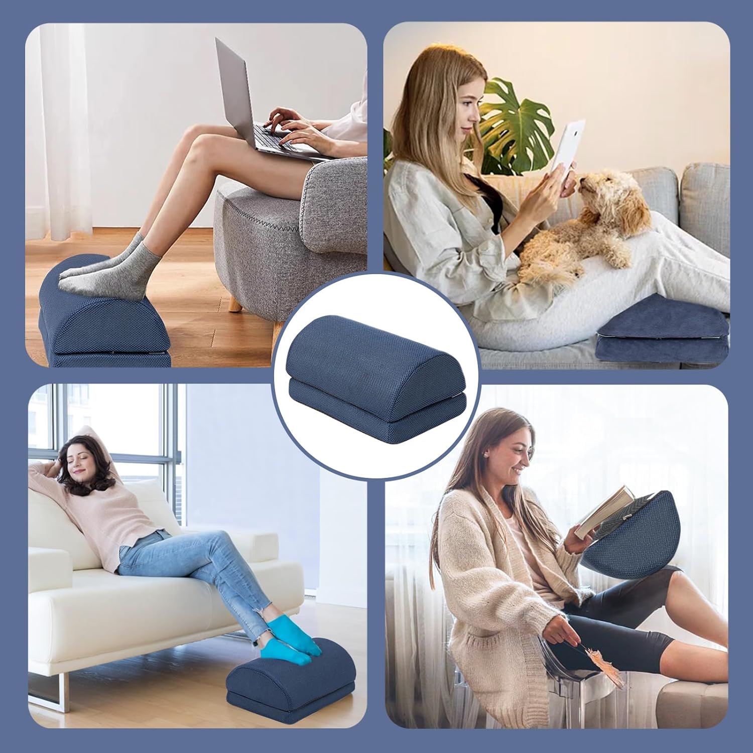 Repose pied bleu foncé 33 × 23 × 16 cm — 2 hauteurs — 7