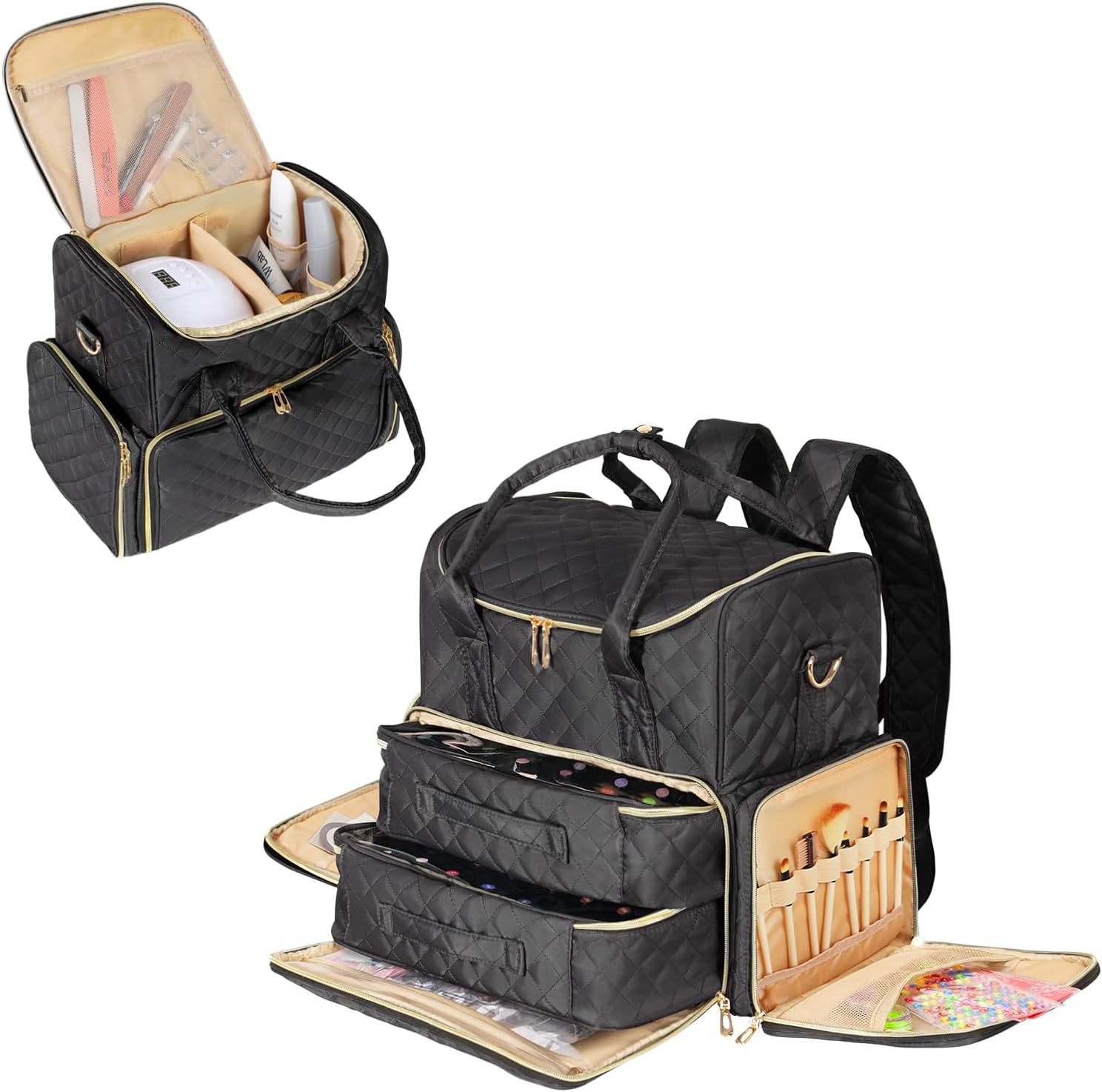 Pochette pour maquillage Noir, vernis rangés — 1