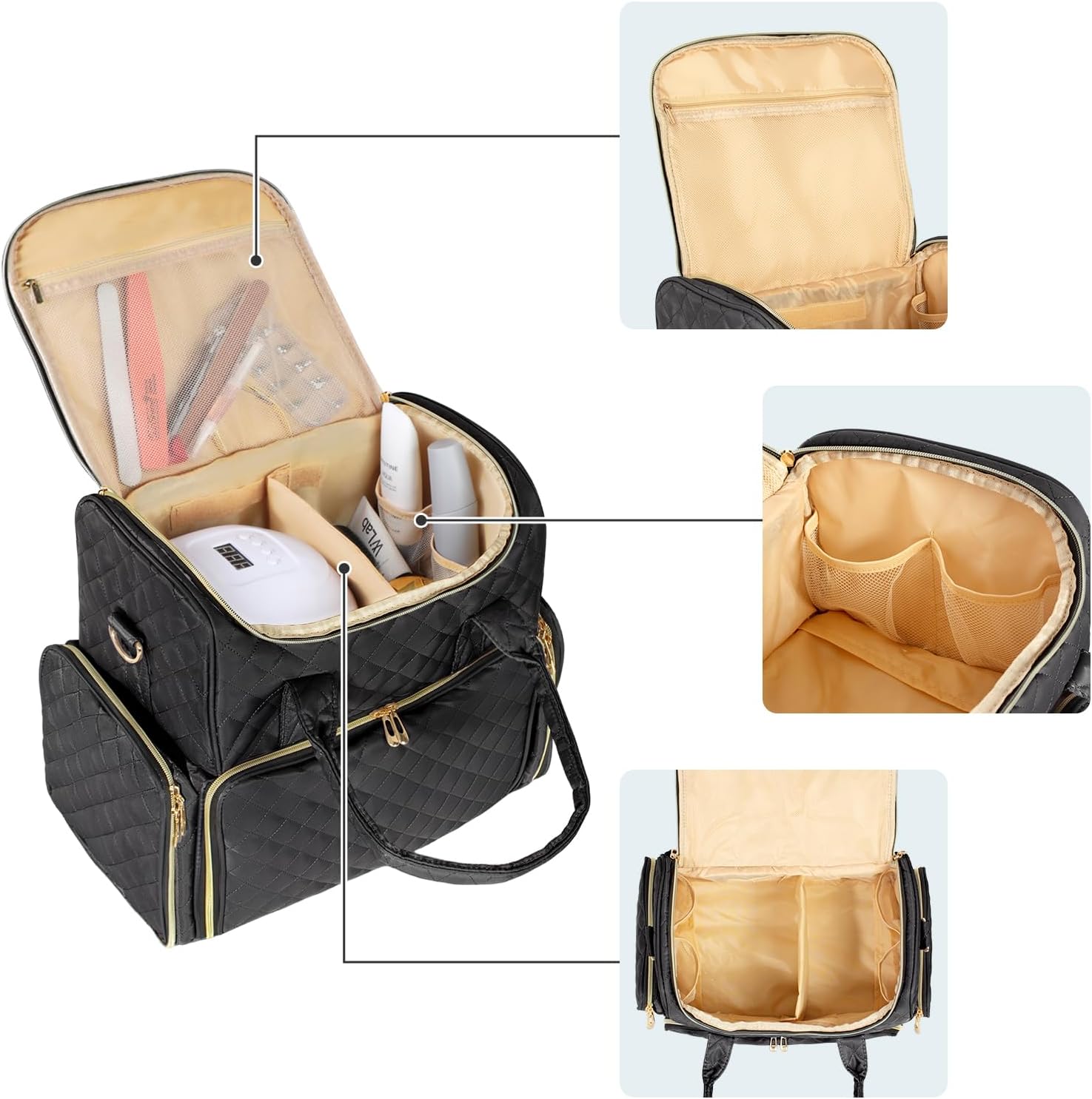 Pochette pour maquillage Noir, vernis rangés — 7