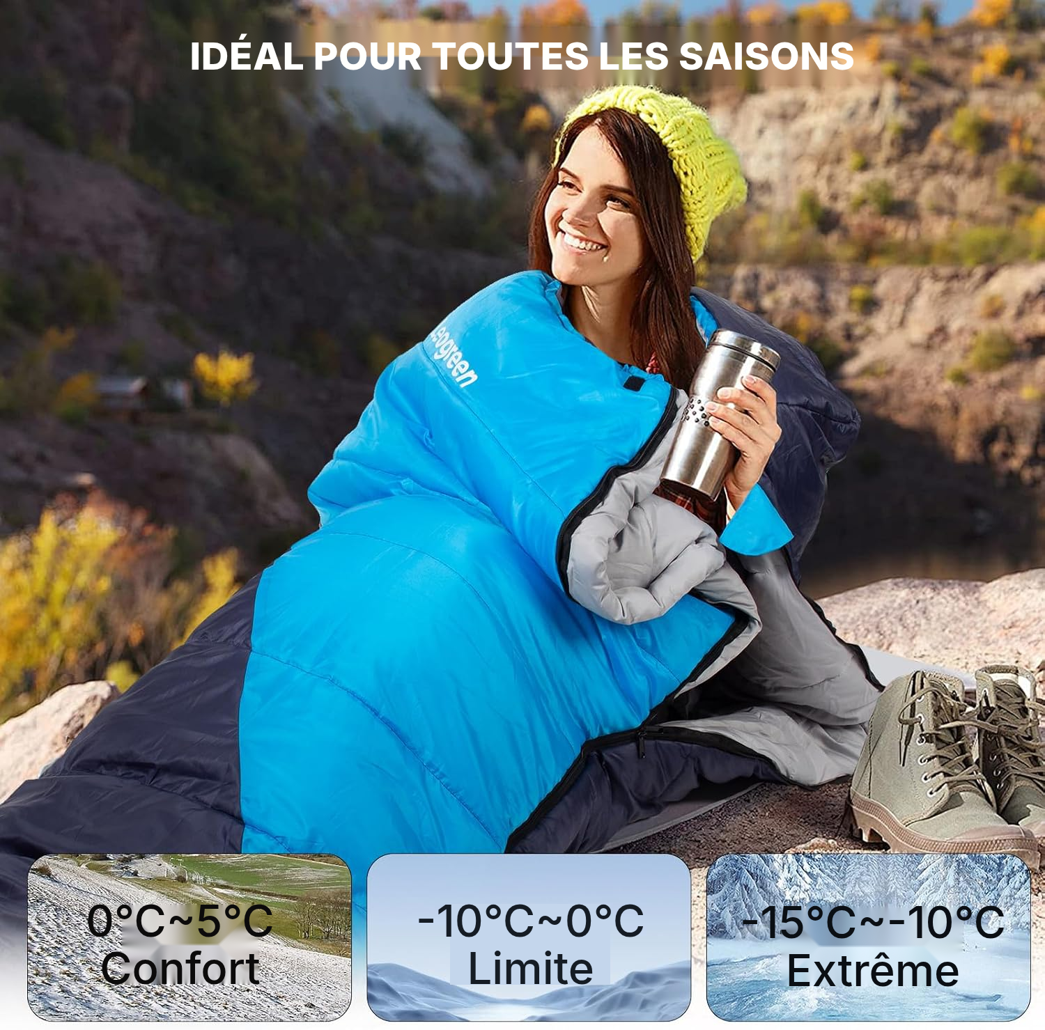 Sac de couchage momie chaud — bleu foncé — 2