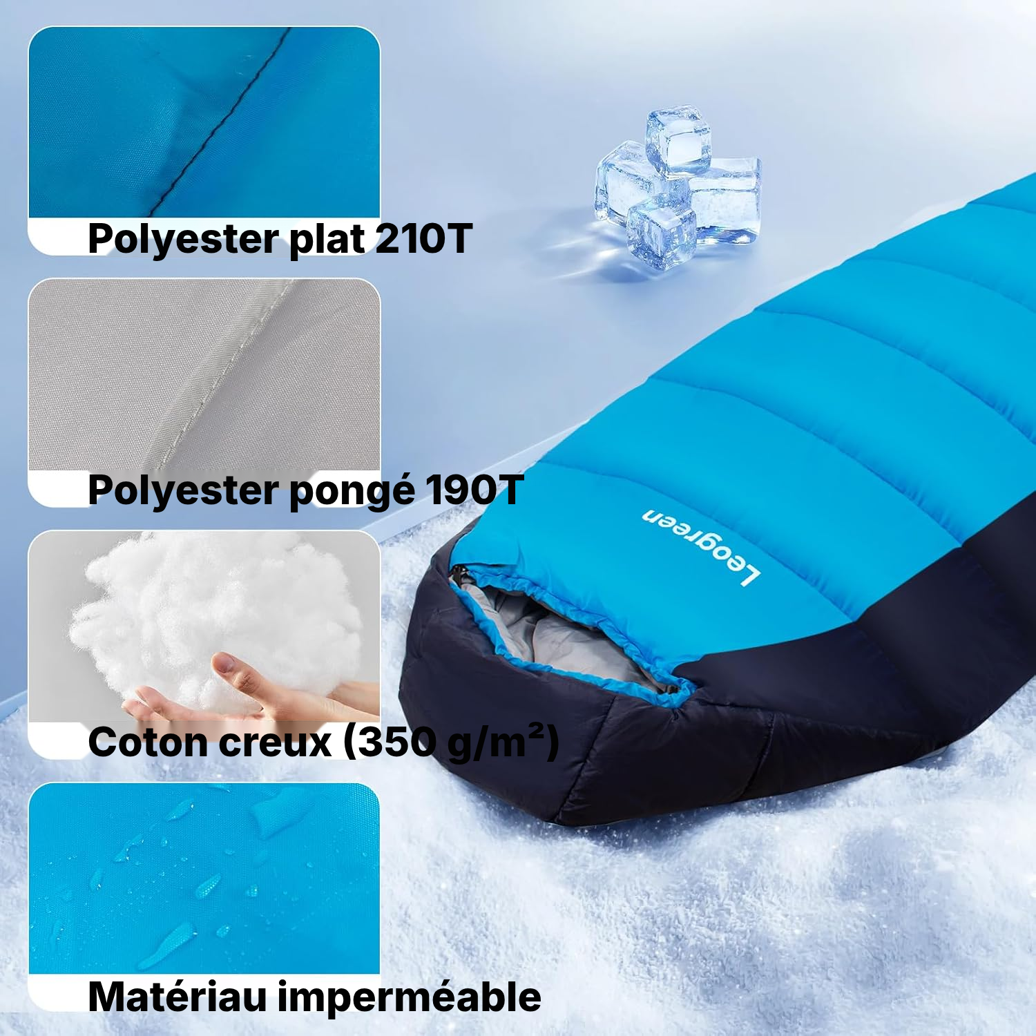 Sac de couchage momie chaud — bleu foncé — 3