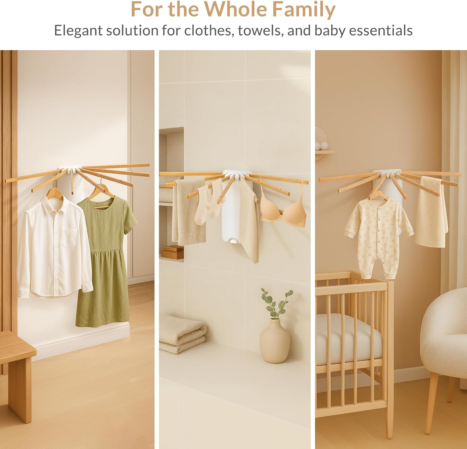 Étendage pour linge mural 7 barreaux compact 67 cm — 6