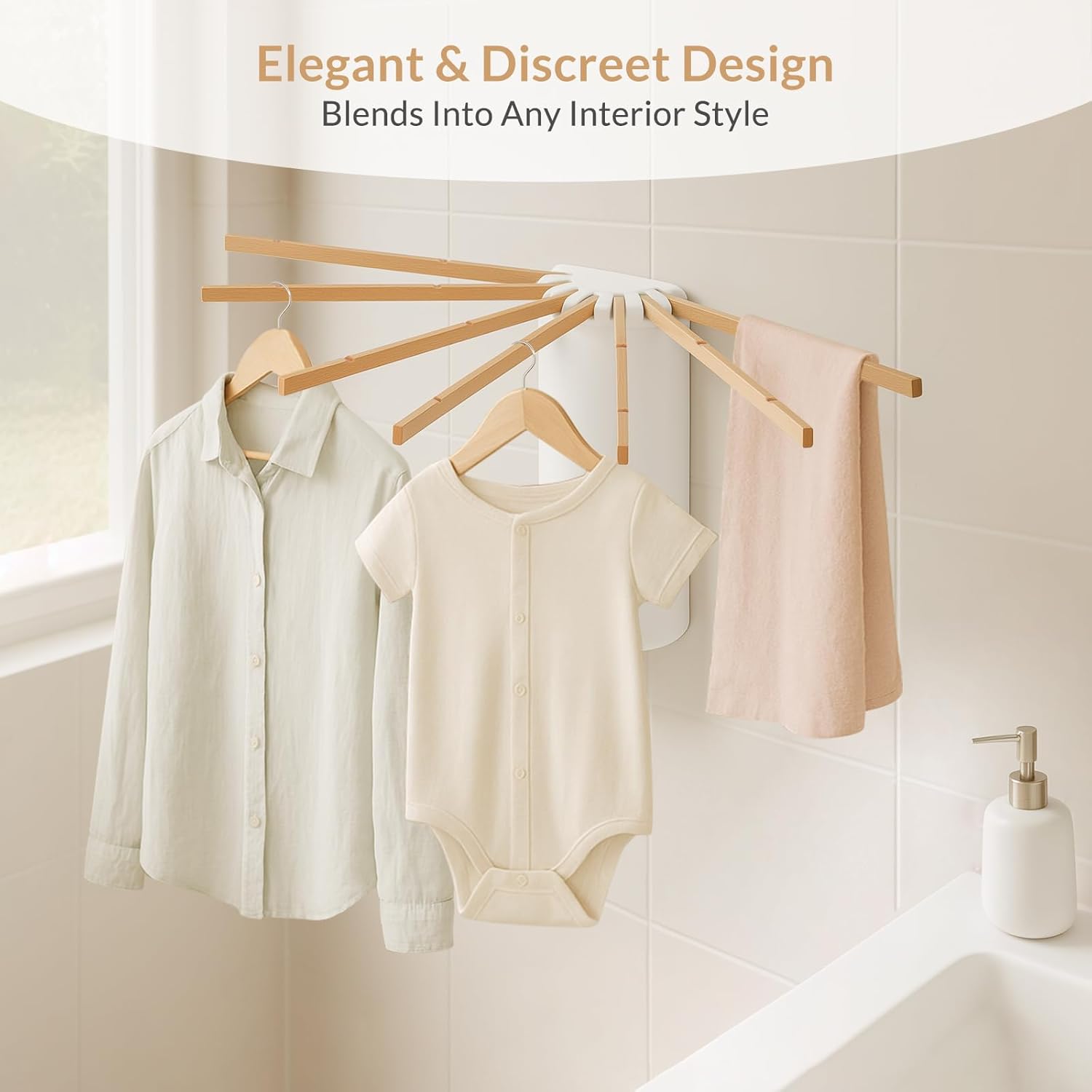 Étendage pour linge mural 7 barreaux compact 67 cm — 7
