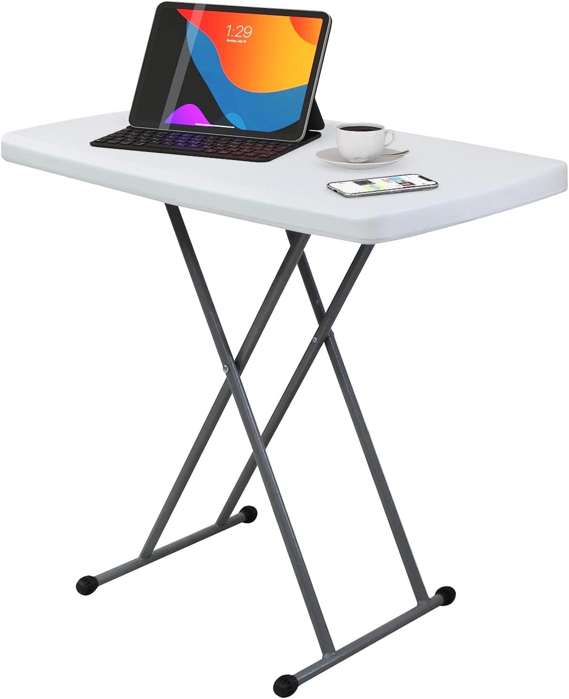 Table pliante blanche 76 × 50 × 74 cm, 3 hauteurs — 1