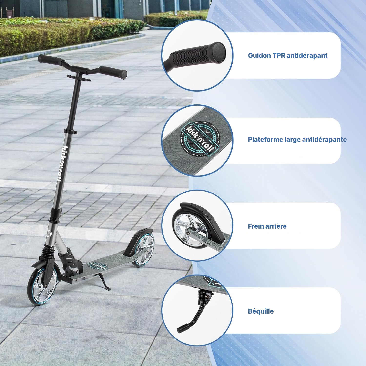 Trottinette adulte pliable grise – hauteur 43 cm — 5