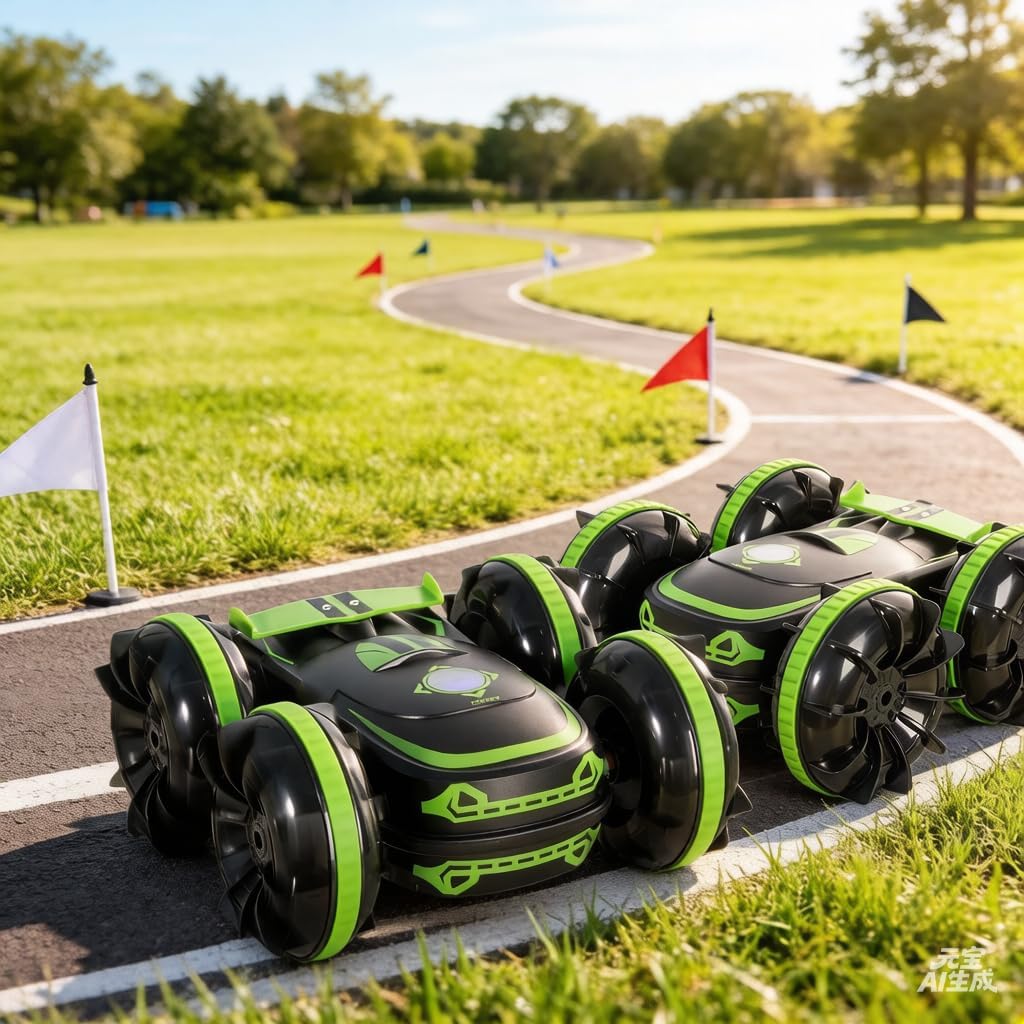 Voiture télécommandée amphibie double verte — 360° — 6