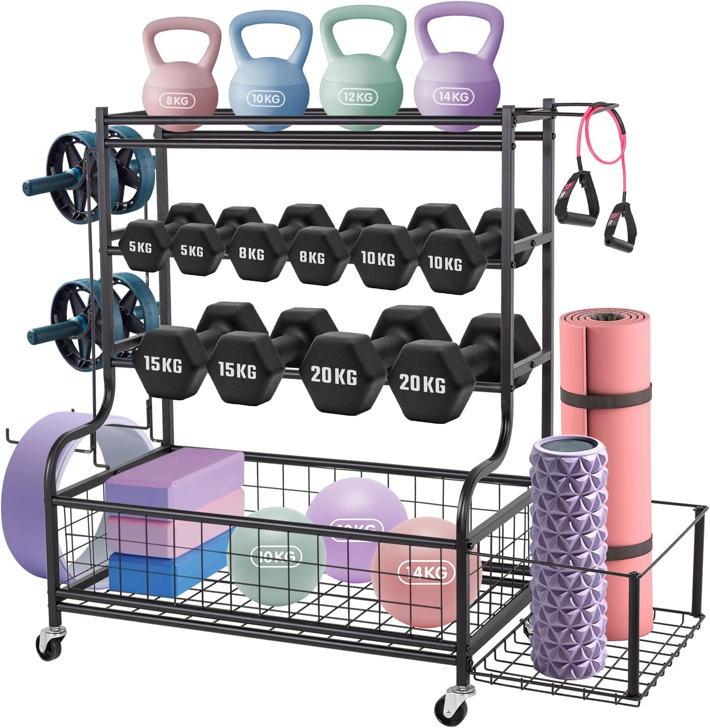 Cage musculation, rack de rangement noir 200 kg