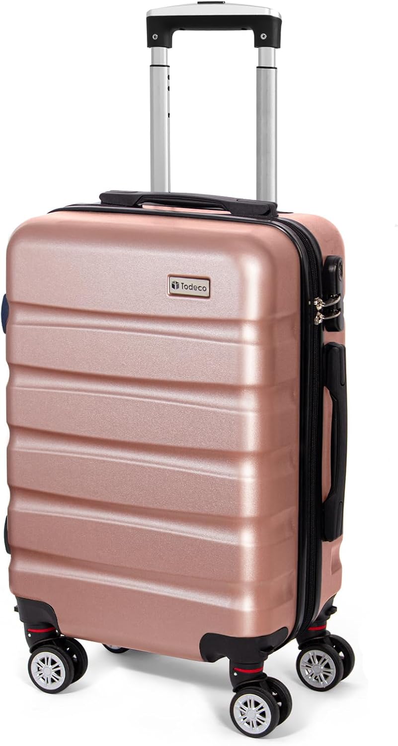 Valise cabine rose 56 cm ABS+PC, 4 roues 360°, 33 L