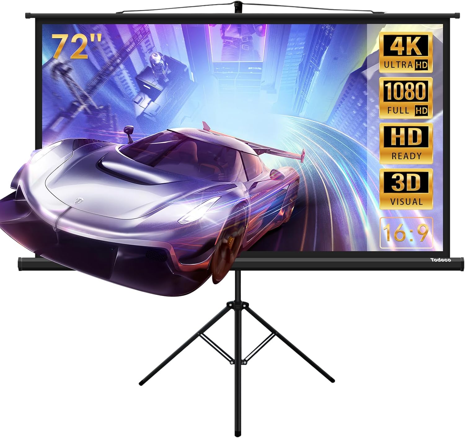 Écran de projection 90 cm sur pied, taille 181