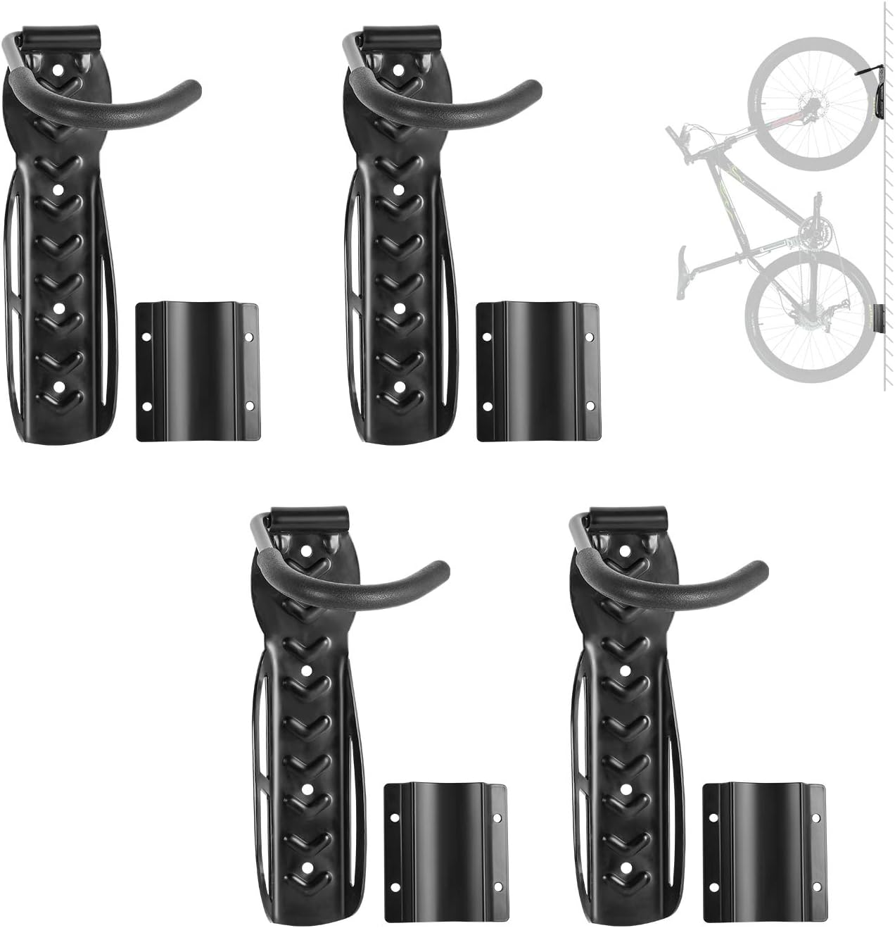 Support mural à vélo noir, lot de 4, 25 kg
