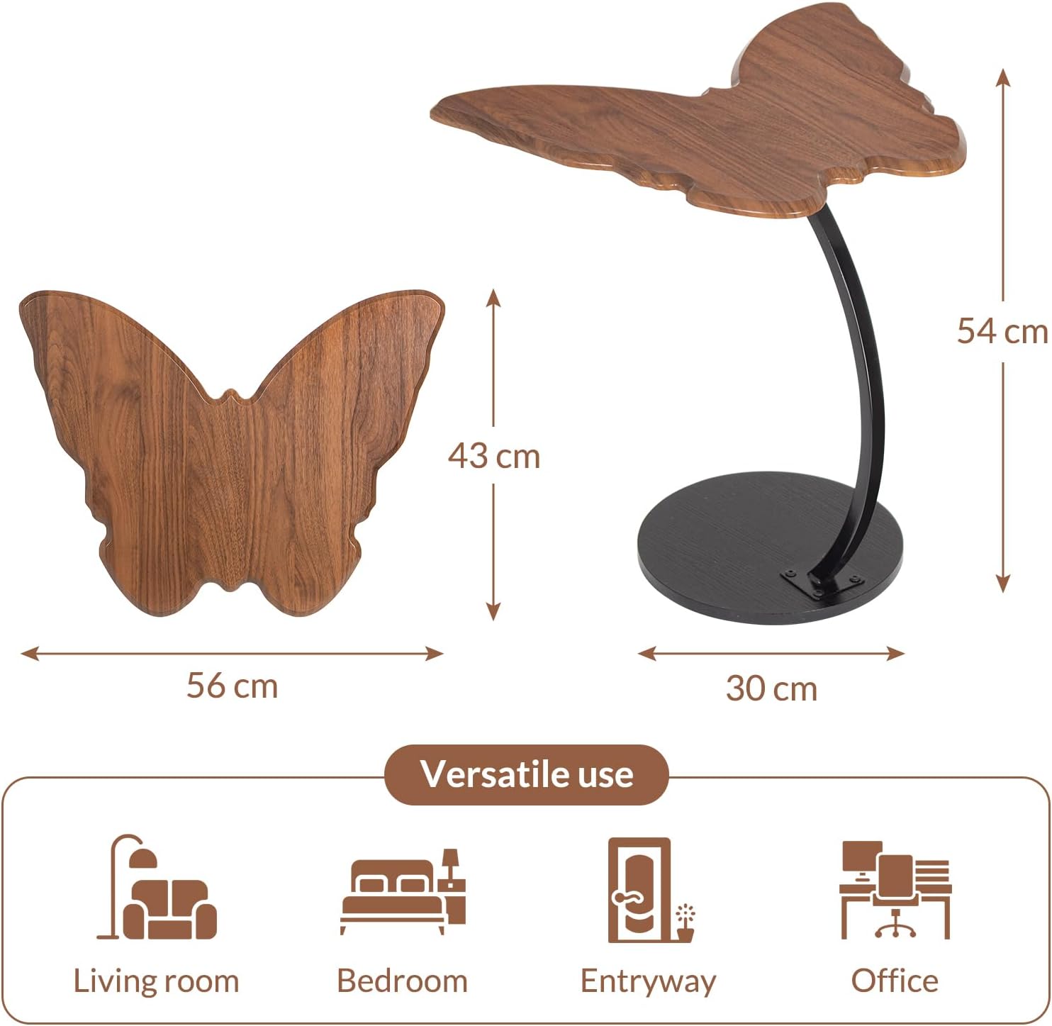 Table basse d’appoint noire 56 × 54 × 43 cm