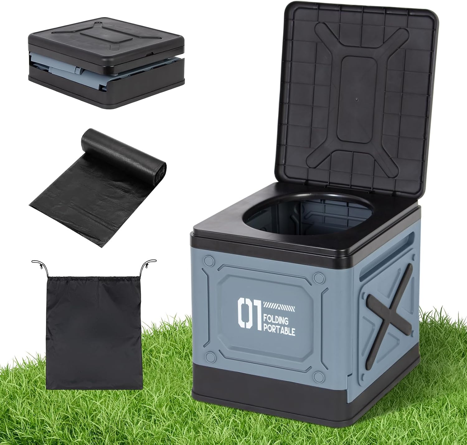 WC chimique alternatif pliable Noir 25 L 150 kg