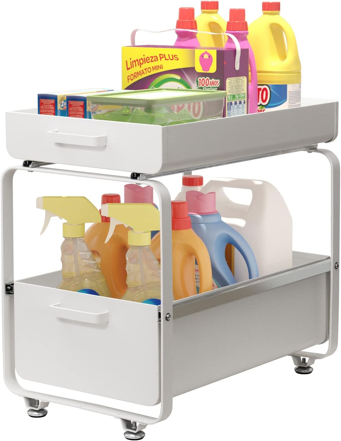 Organisateur sous évier blanc 2 niveaux, 20 kg