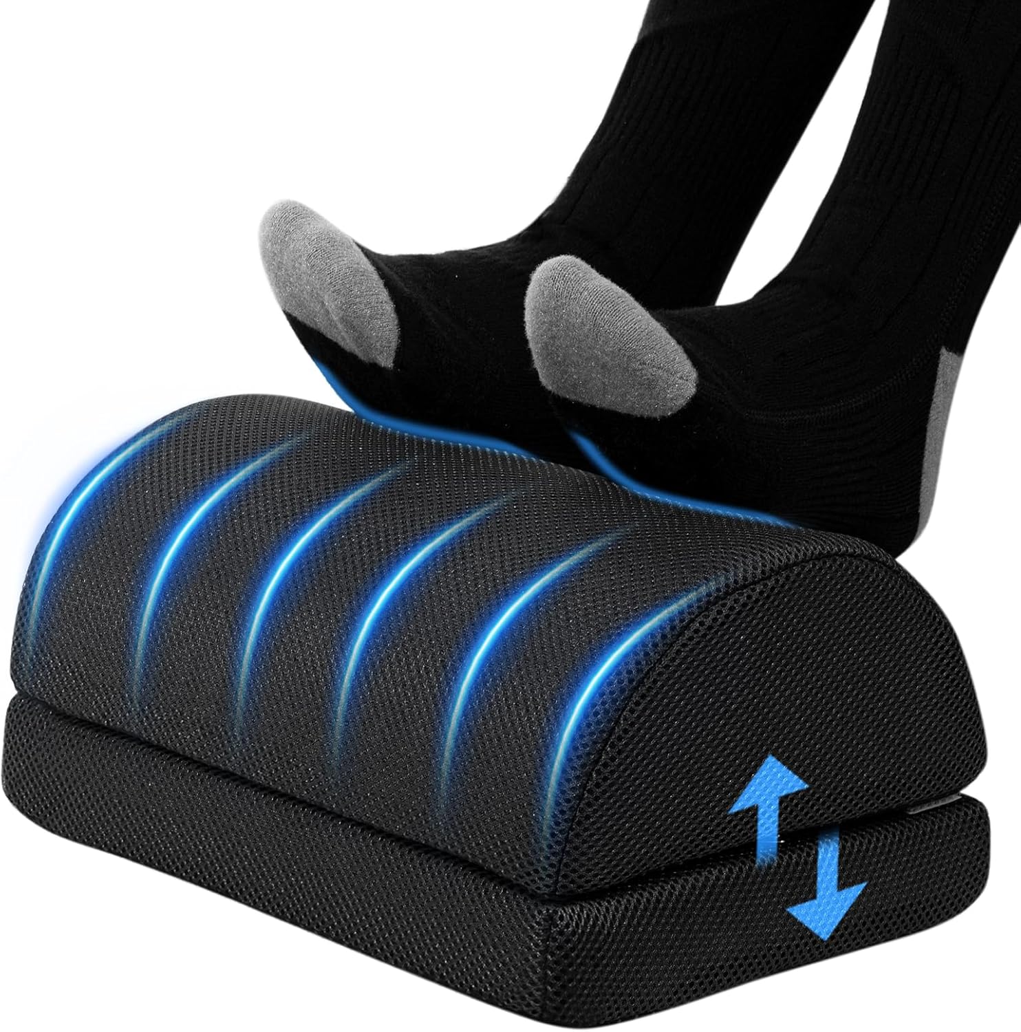 Repose-pieds de bureau ergonomique noir, 35 × 23 × 18 cm