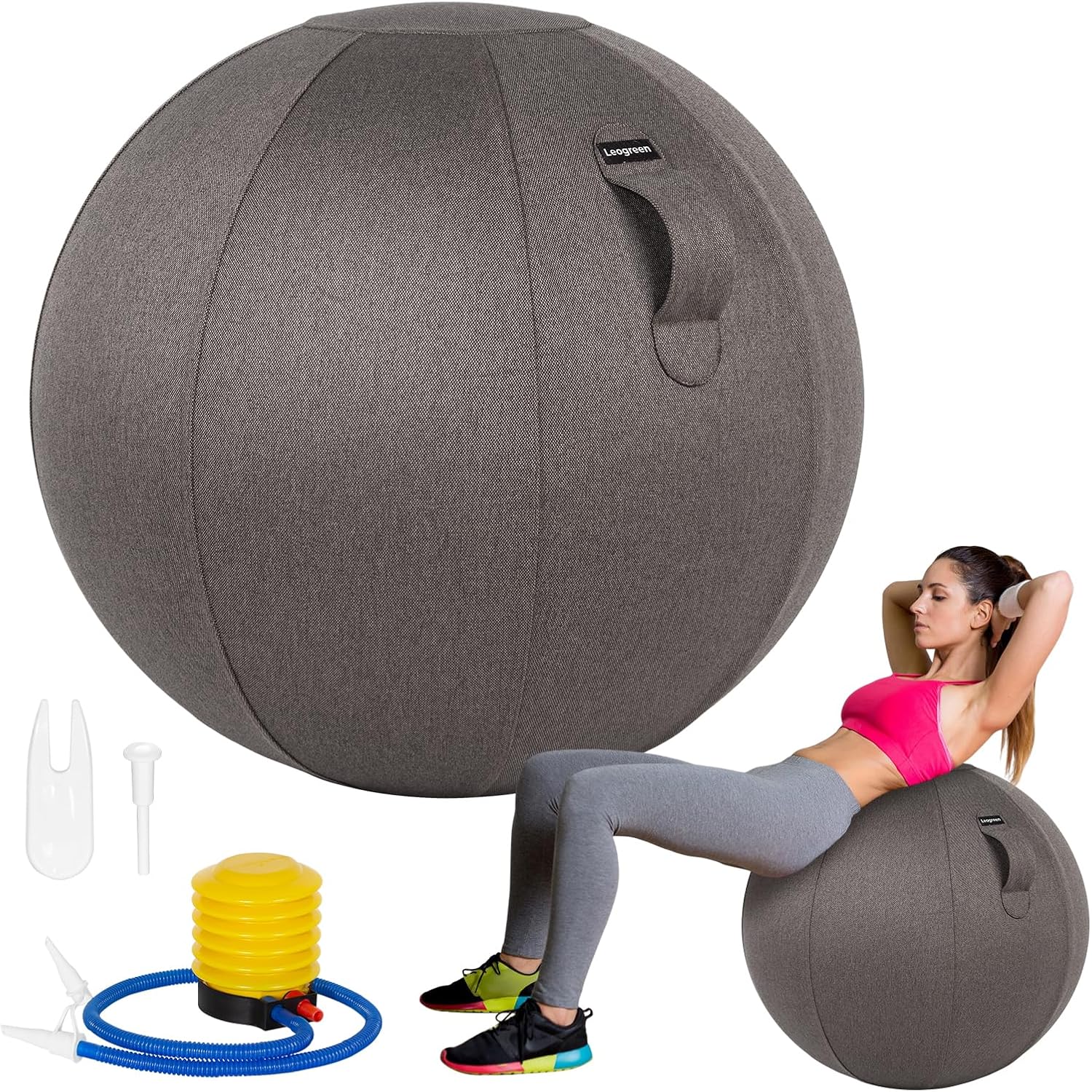 Ballon bureau gris foncé 17 cm avec housse lavable