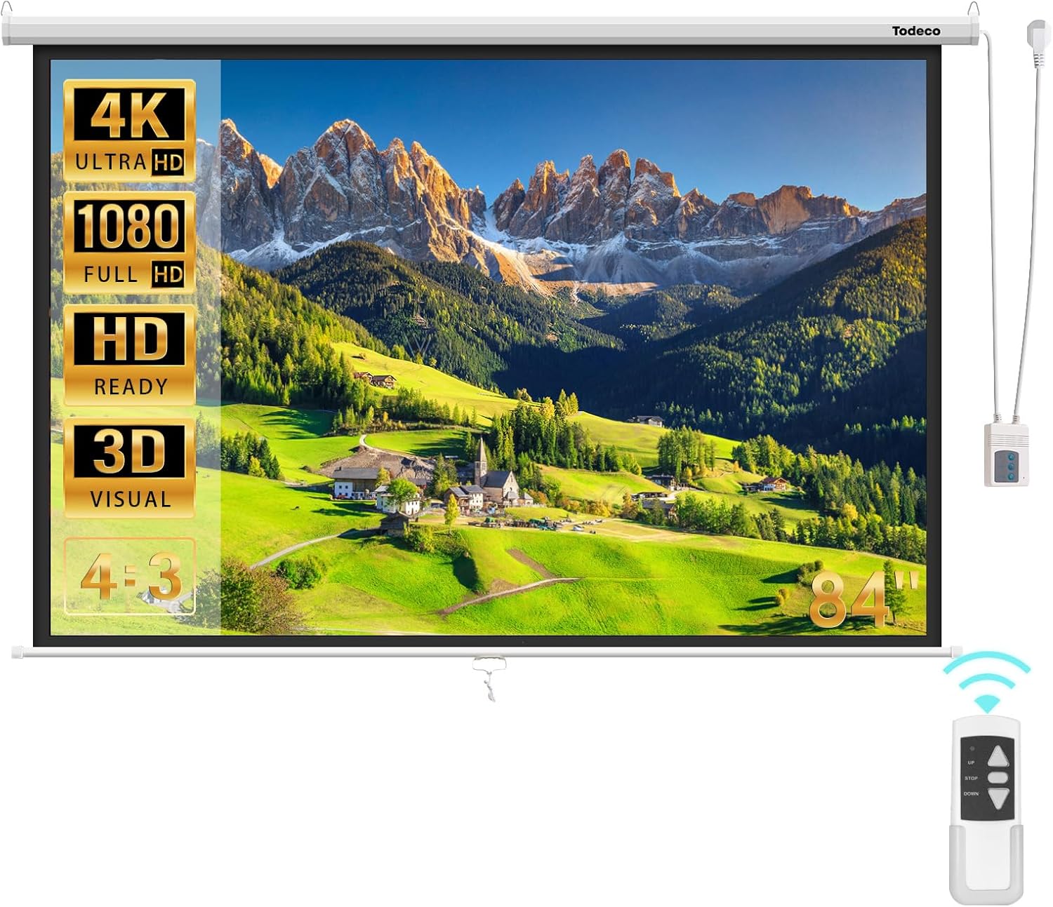Écran vidéoprojecteur motorisé 128 × 170 cm