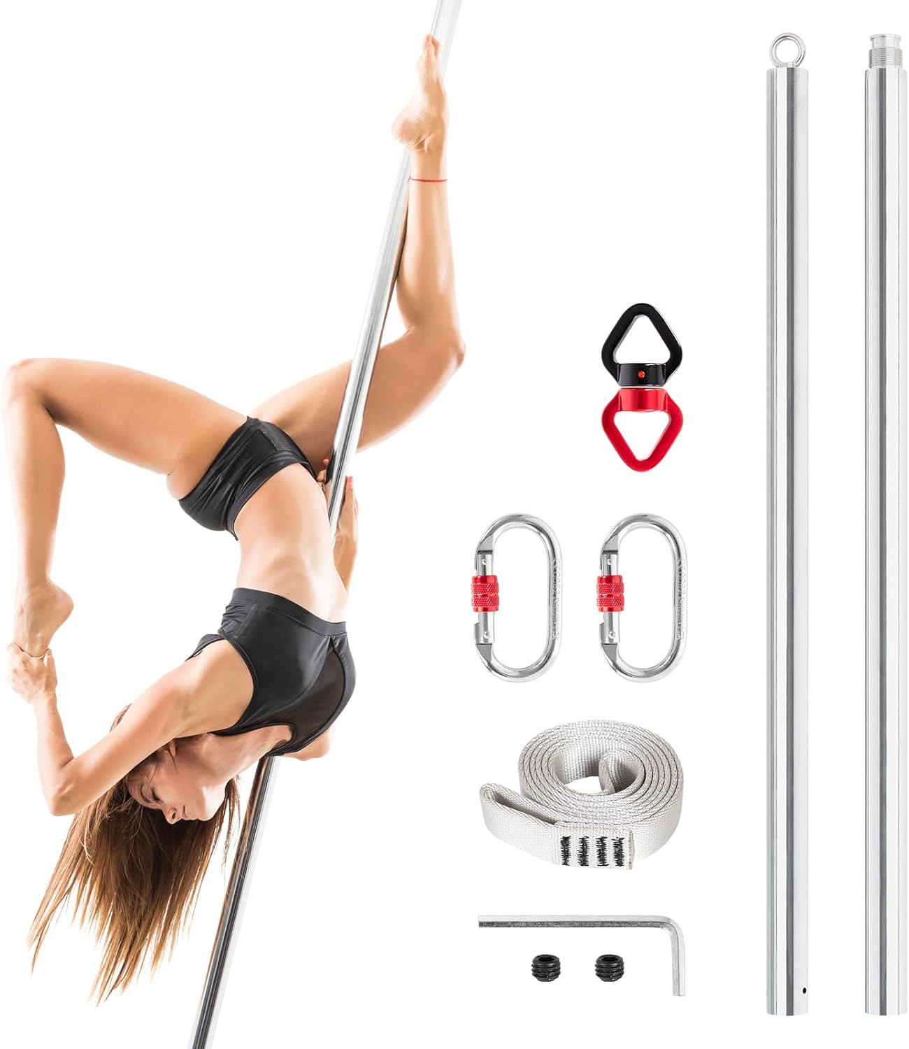 Barre dance pole dance aérienne argent 45 mm