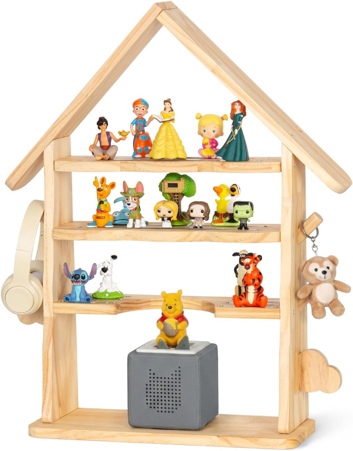 Étagère magnétique Toniebox/Tonies – bois avec crochets, 62 cm