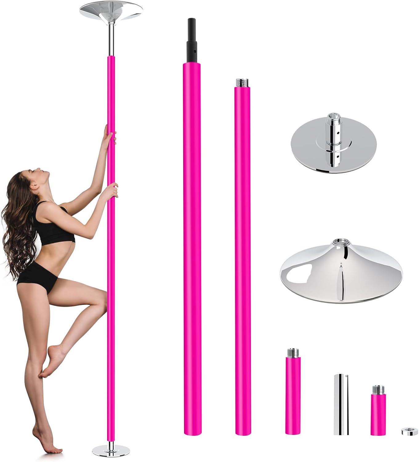 Barre de pole dance rose sans fixation plafond