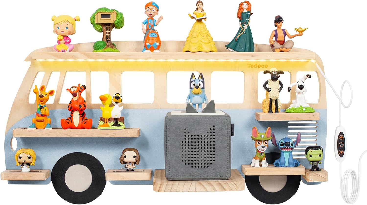 Étagère magnétique LED pour Toniebox/Tonies – bus bleu, 62 cm