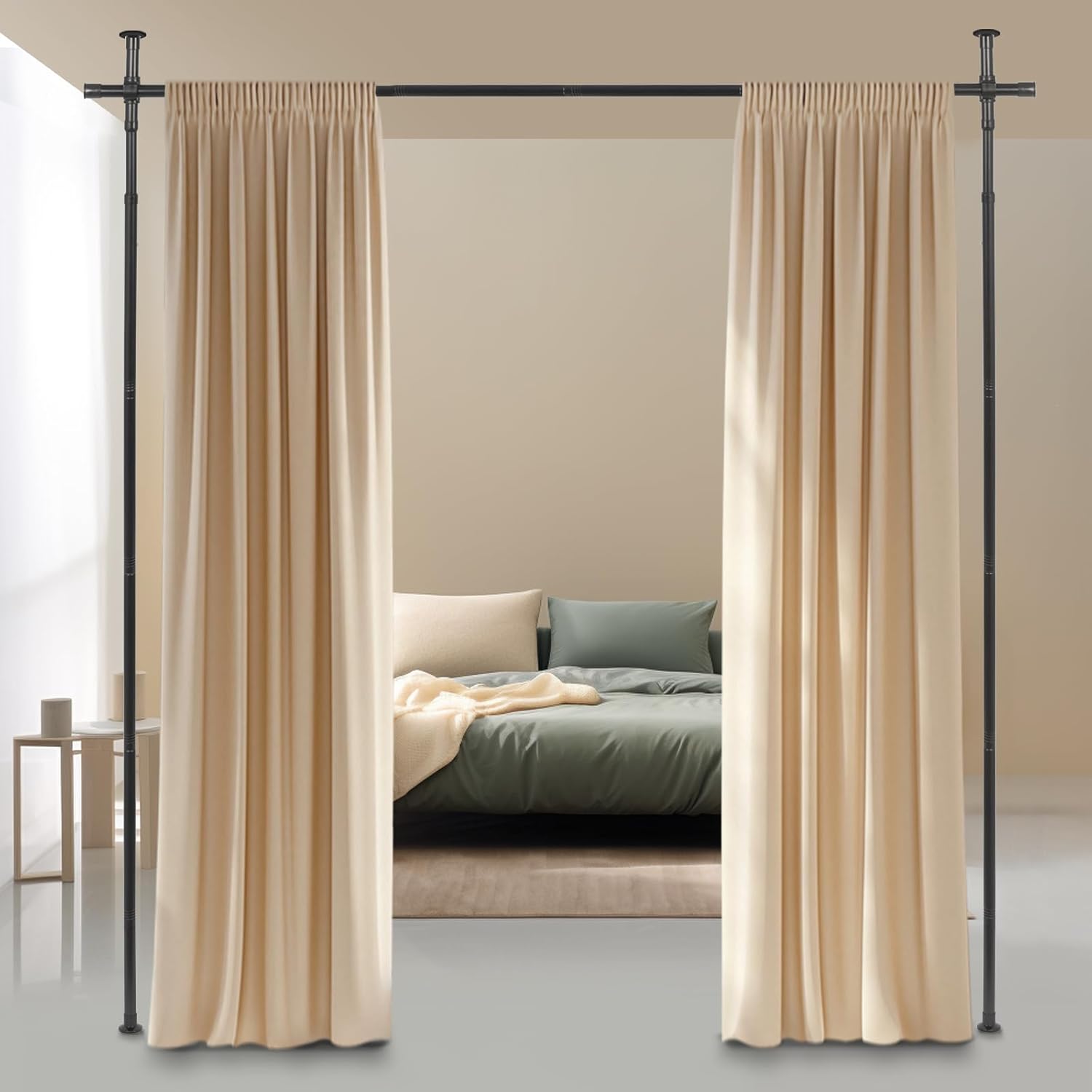 Rideau tringle noir sans perçage 122-305 cm