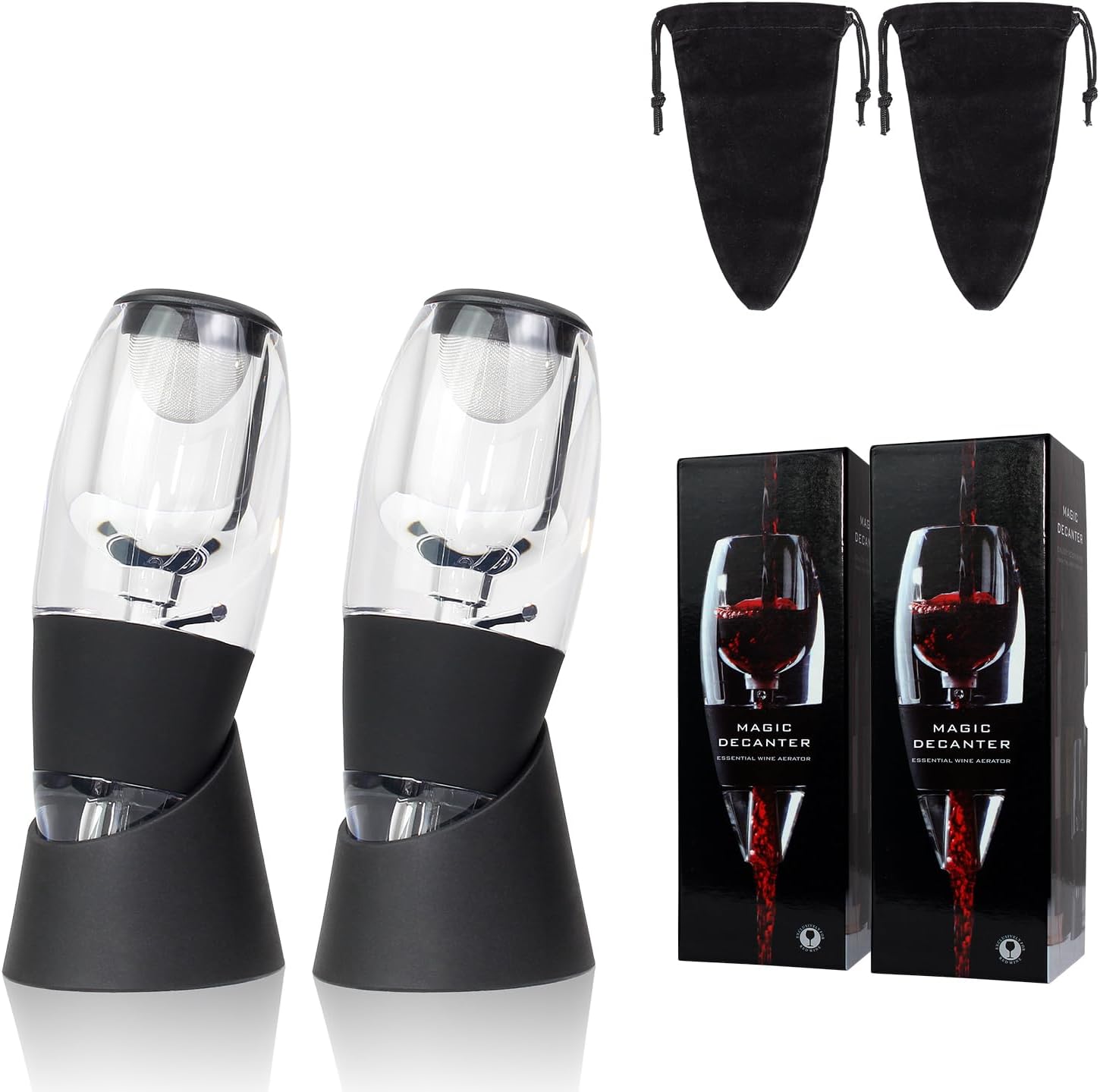 Aérateur de vin avec filtre à sédiments, lot de 2